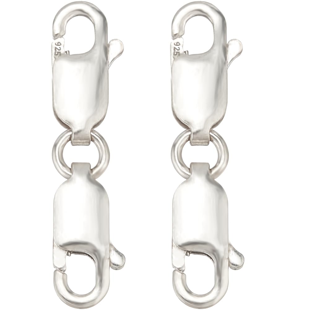 6 Fermoirs Mousquetons En Argent Sterling 925 - Double Ouverture - Or Rose - 15mm - Pour Colliers Et Bracelets