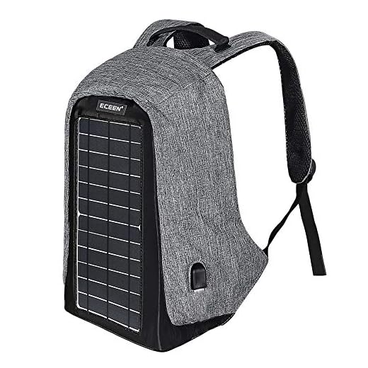 ECEEN Solar Backpack Anti-Theft Travel Laptop Backpacks Built-in 10 Watts Solar Panel with USB Charging Port Powered Smart Phones, Tablets, USB Devices Etc. for Business School and Travel Outdoor
