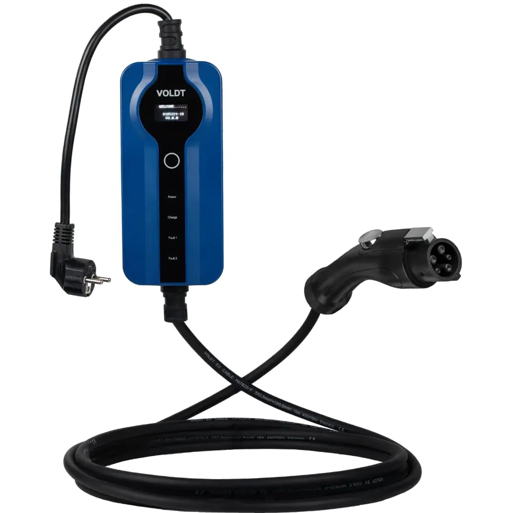 Voldt Câble de Recharge Type 1 – Schuko | réglable 8 A – 16 A | 3,7 KW | 5 mètres (10m)