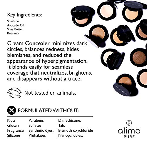Alima Pure - Cream Concealer With Squalane, Avocado Oil, Beeswax, & Shea Butter - Full Coverage Concealer Makeup - Under Eye Concealer For Dark Circles Or Concealer Full Coverage - Dew .08 Oz/ 2.5 G #TOP2