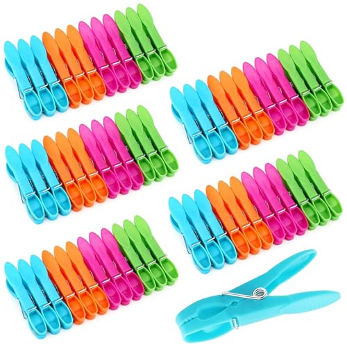 Binnan 60 Pezzi Mollette da Bucato, Mollette per Bucato Antiscivolo con Stabile Molla ad Anello Esterno, Forte Forza di Serraggio, Mollette di Plastica Colorate per Calze, Asciugamani, Vestiti