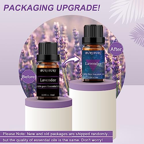 Image of BURIBURI Lavender Essential Oil for Diffuser, Skin, Soap & Candle Making, 100% Pure Undiluted Natural Organic Lavender Aromatherapy Oils 10ml
