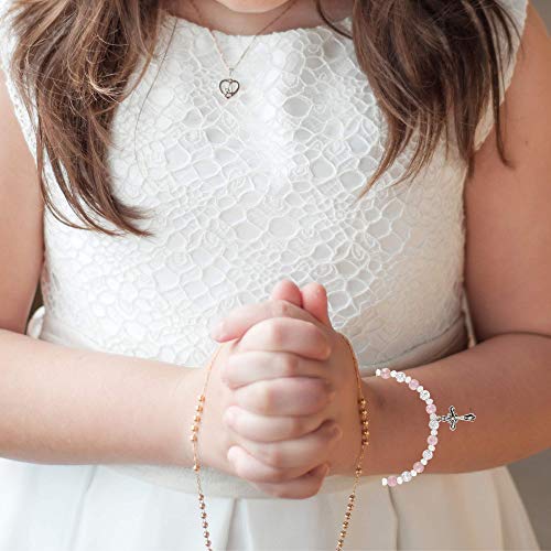Needzo Angel Rosary Bracelet with Glass Beads and Crucifix Charm, First Communion Gift for All, Assorted Colors, Pack of 124