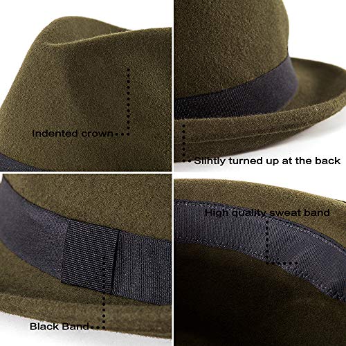 Image of LADYBRO Straw Trilby Fedora Hat for Men Women 1920s Wool Felt Panama 7 1 /4