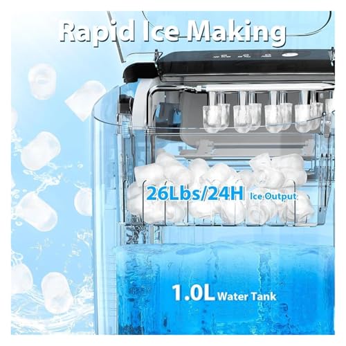 Fabricadora de hielo portátil con autolimpieza y capacidad diaria 26 lb miniatura 4