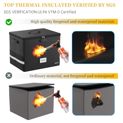 DocSafe Caixa de armazenamento de discos de vinil à prova de fogo com fechadura, grande organizador