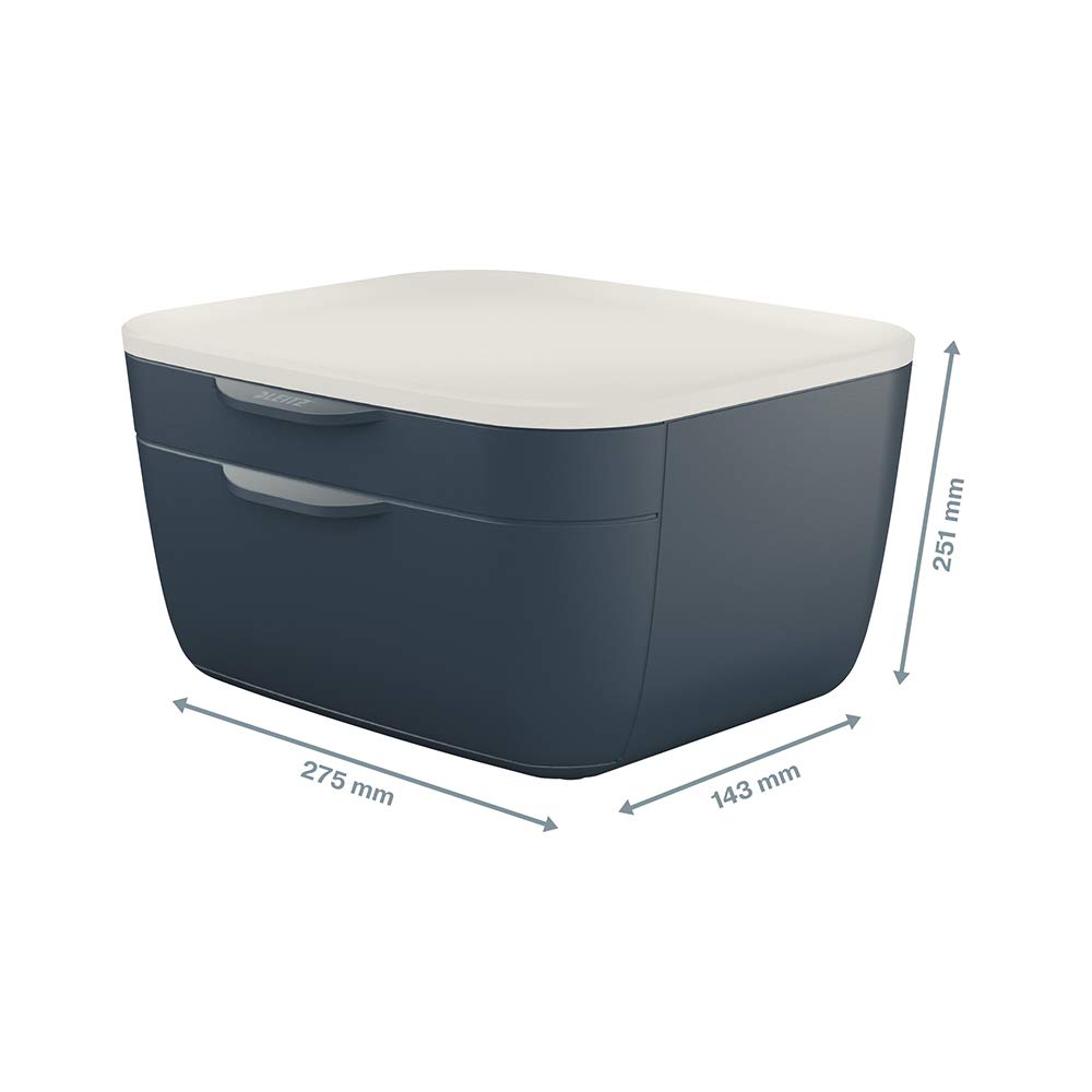 Leitz – Bloc de Classement Bureau, 2 Tiroirs de Rangement Petit et Grand Format, Organisation Documents A4 et Accessoires, Design Moderne, Gris Cosy, 53570089