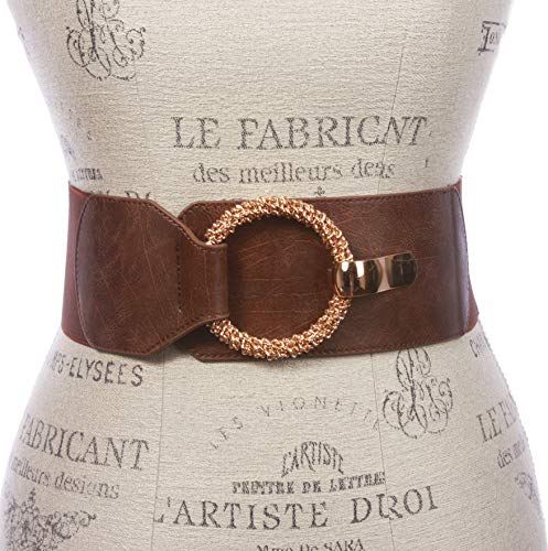 Women's 3" (75 mm) Wide High Waist Fashion Stretch Belt with Ring Hook Buckle2