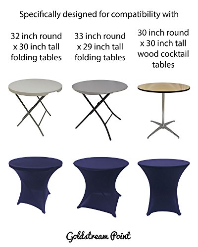 Goldstream Point Navy Blue 32 Inch Round X 30 Inch Tall Spandex Cocktail Tablecloth Folding Cover Stretch #TOP5