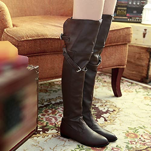 Shinelly Women Knee High Riding Boots Flat Over the Knee High Boots Low Heel4