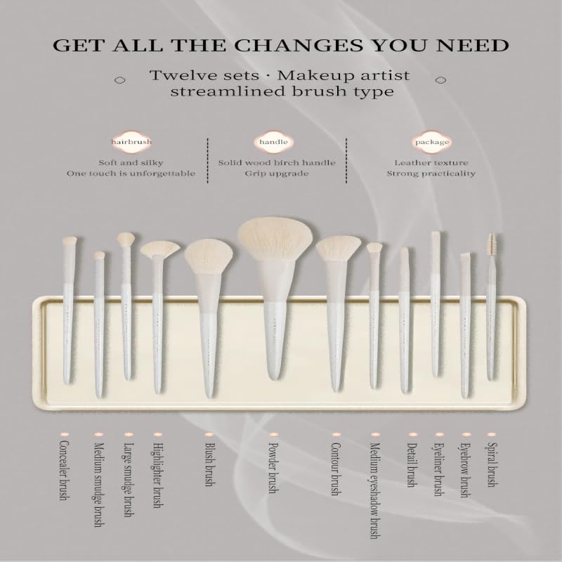 Miniatura 9 de RIJAHO Set de regalo de brochas de maquillaje 12 piezas de maquillaje profesional cepillo kabuki sintético avanzado conjunto de brochas de