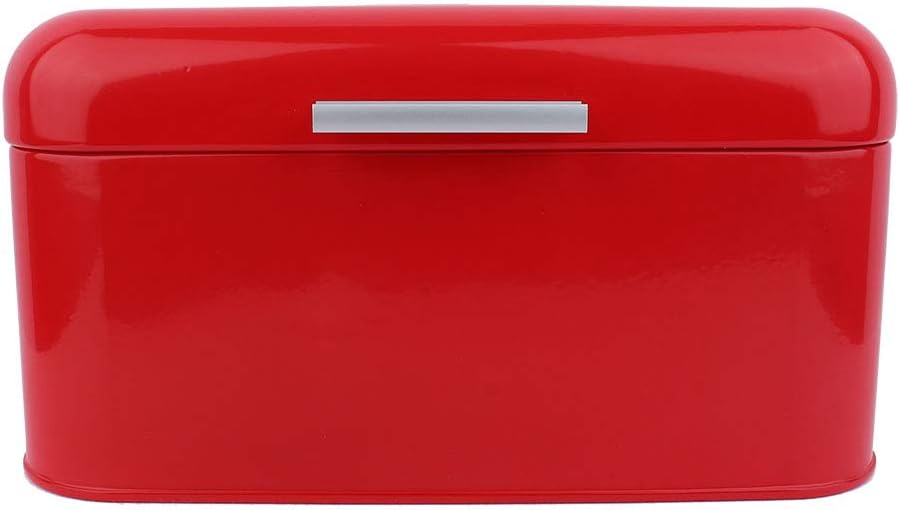Metal Bread Box Bin, for Kitchen Countertop, Pantry Large Capacity Storage, Vintage Inspired Design Multi Purpose Storage Container for Home (红色)