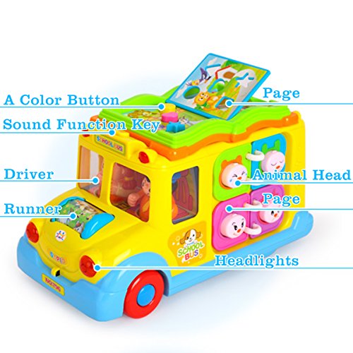 Fisca Intellectual Musical School Bus, Learning Educational Toys For Baby & Toddler, Electronic Car With Lights For 1 2 3 Year Old Boys And Girls #TOP4