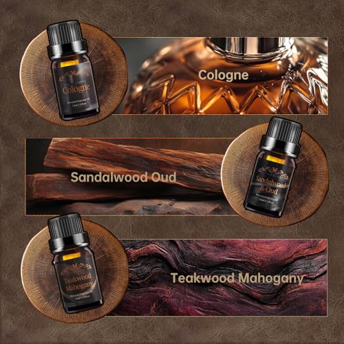 Men Essential Oils Set - 6 Premium Fragrance Oils for Diffusers for Home, Candles & Aromatherapy | Leather, Sandalwood, Cologne, Smoke Vanilla, Oak, Mahogany Scents | Gift Set for Men, Father's Day - Image 3