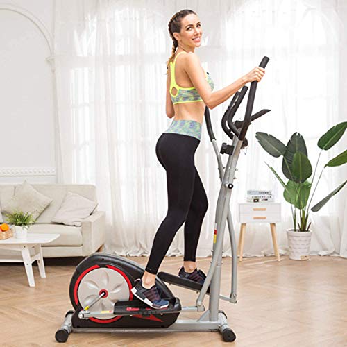 Aceshin Elliptical Machine Trainer Compact Life Fitness Exercise Equipment for Home Workout Offic Gym (Red)