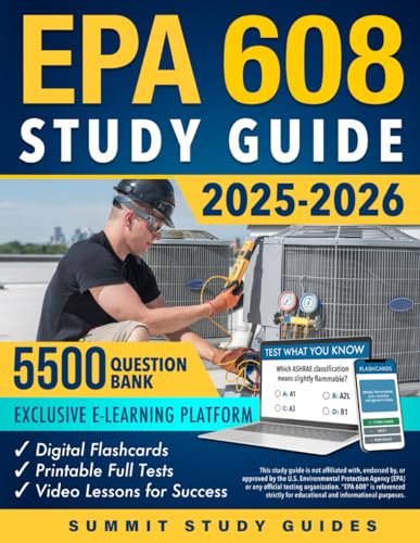 Compare Textbook Prices for EPA 608 Study Guide: Get Ready to Legally Work on HVAC/R Systems with the 28-Day Field-Proven Retention Protocol. Leave Stress Behind and Build Confidence, Even If You Hate Tests or Have No Time ISBN 9781805560883 by SG, Summit