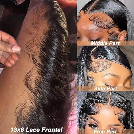 13x6 Transparent Lace Frontal 16 Inch 12A Brazilian Straight Frontal Closure Human Hair 100% Unprocessed Virgin Ear to Ear Pre Plucked with Baby Hair 150% Density Natural Black - Image 4