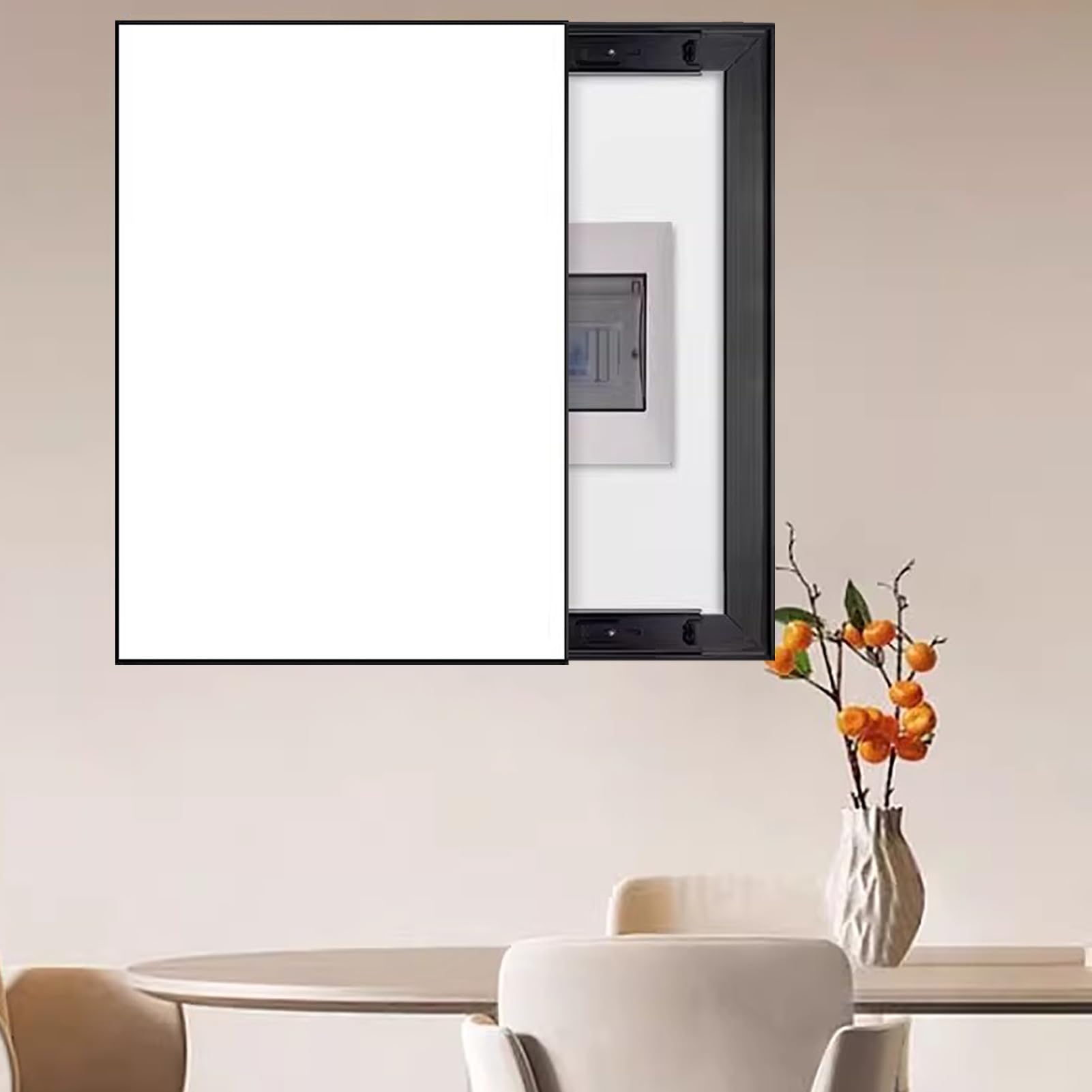 Copri Cassaforte a Muro Copertura per Quadro Elettrico in Tinta Unita con Design Push-Pull, Copertura di Distribuzione Verticale a Scomparsa per Montaggio a Parete, Coperture Decorative per Scatole(Wh