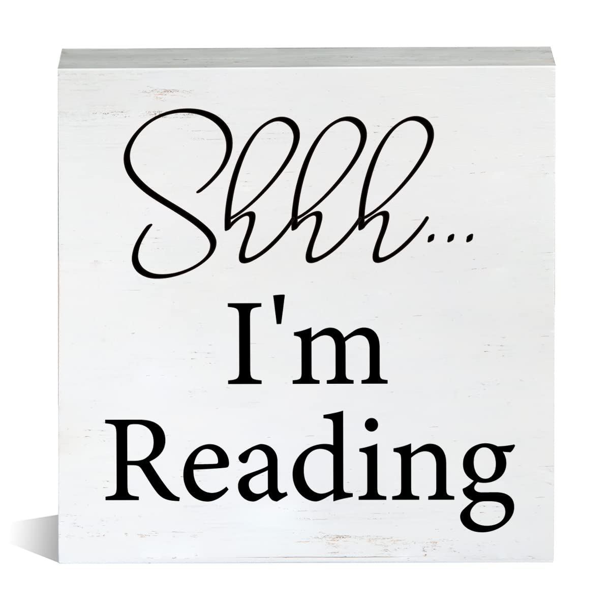 Farmhouse I’m Reading Wooden Box Sign Reading Quote Wood Block Tabletop Sign Decorative Desk Sign Home Bookshelf Decor 5 X 5 Inches