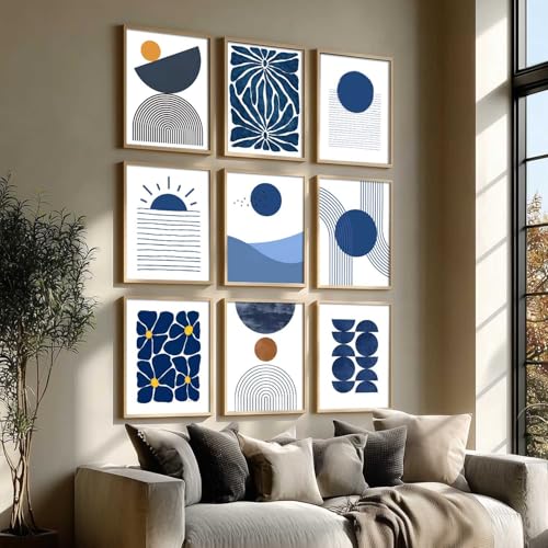 Image of kotart Aesthetic Boho Art Home Decoration | Boho Paintings With Frame For Living Room Bed Room Hotel Wall Decor Digital Reprint Set of 9 (10X13 inch)