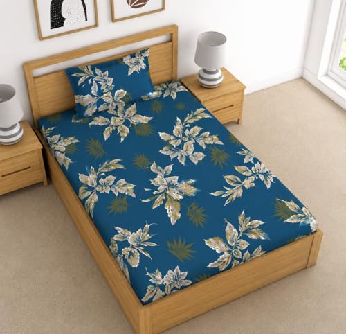Image of DECORUM Glace Cotton Single Bedsheet with 1 Pillow Cover | Soft, Durable, Lightweight & Skin-Friendly Fabric| Suitable for Single /Diwan Bed Size