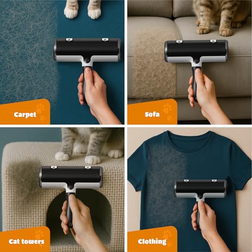 Image of Pet Hair Remover and Reusable Lint Roller - Cat and Dog Hair Remover for Couch, Furniture, Carpet, Clothing and Bedding - Portable, Multi-Surface Fur Removal Tool (Gray)