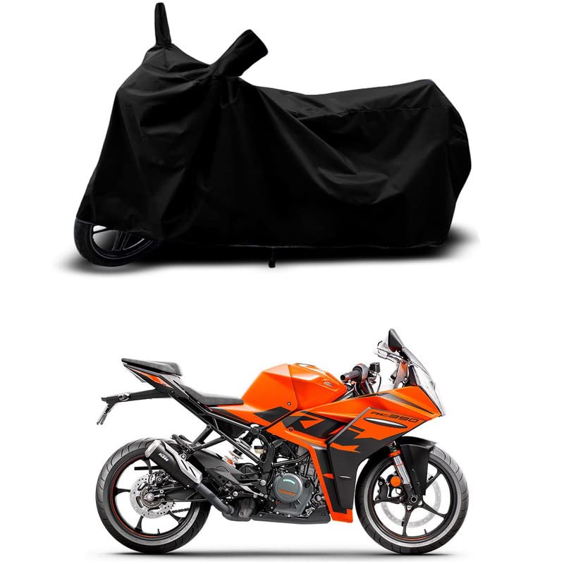 Image of 100% Scratchproof /UV-Rays /Heat Protection /Birds Dropping /Water Resistant /Dust Proof /Waterproof /Full Bike Scooty Two Wheeler Body Cover Compatible for RC 390 STD BS6 All Varients[Black]