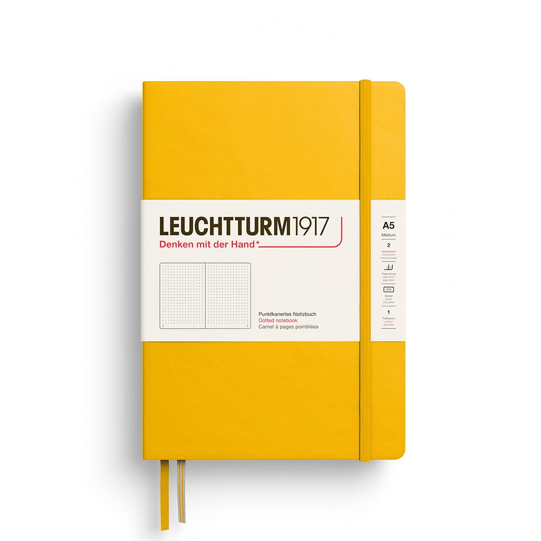 LEUCHTTURM1917 373986 Notebook Medium (A5), Hardcover, 251 Numbered Pages, Sunflower, Dotted