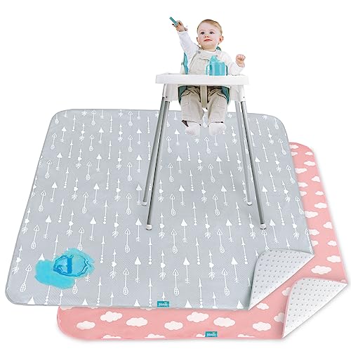 Image of Splat Mat 2 Pack for Under High Chair Waterproof Splash Mat 42''×46'' | Reusable & Portable Baby Playtime Anti-Slip High Chair Mat for Floor or Table