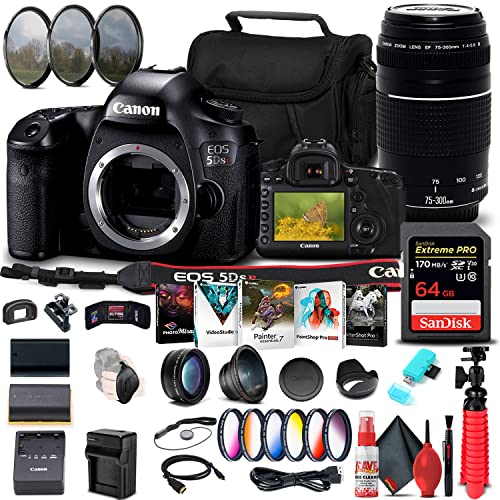 Canon EOS 5DS R Cámara DSLR con lente 75-300mm y accesorios miniatura 1