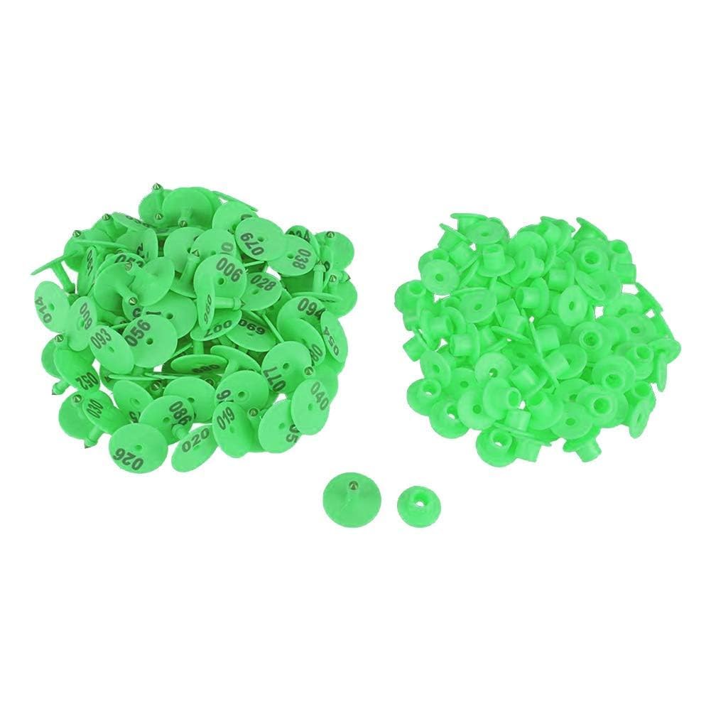 100 Pezzi Rotondi in Plastica per Bestiame, Numerate 1-100, Etichette per Orecchie per Bovini, Etichette per Orecchie per Bestiame, Per Bovini, Mucche, Cavalli, Suini, Pecore, Capre(Verde)