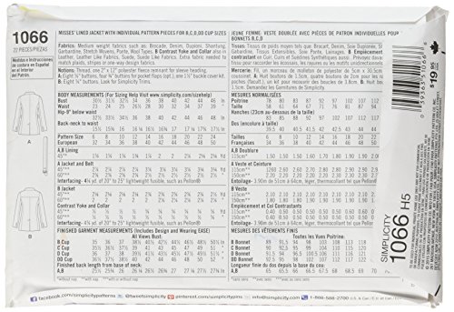 Simplicity 1066 Misses' Lined Jacket Mimi G Collection Sewing Template, Size H5 (6-8-10-12-14) #TOP1