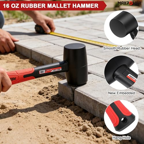 Image of MAXPOWER 2-Piece Rubber Mallet Set - 5 lb Dead Blow Hammer & 16 oz Rubber Mallet, Non-Marring Striking Tools for Automotive, Metal Forming, Woodworking & Assembly