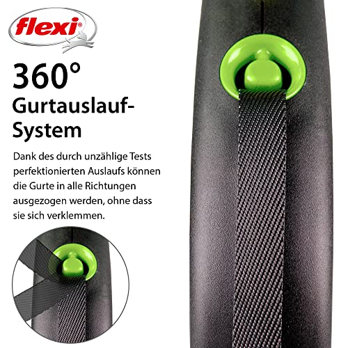 flexi® Black Design L Gurt 5 m schwarz/grün, Roll-Leine für Hunde bis 50 kg