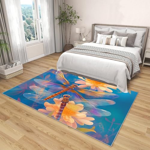 Tapis poils courts antidérapant et lavable grand format bleu - 4