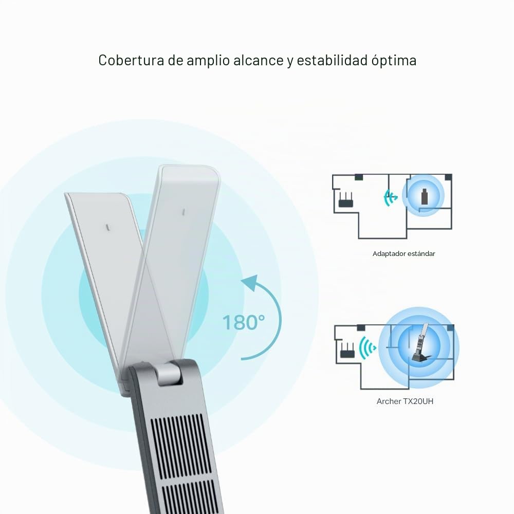 TP-Link Archer TX20UH - Wi-Fi 6 AX1800 Potente Stick WiFi 6 de Alta Ganancia, Adaptador de Red inalámbrico con 2,4 GHz, 5 GHz, Antenas duales de Alta Ganancia, WPA3, Windows 11/10