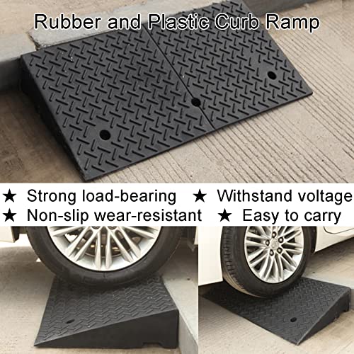 Rampa portátil para bordillo de alta resistencia, de caucho y plástico, altura 9-16 cm, para automóvil, entrada, acera, scooter, bicicleta, motocicleta y silla de ruedas (tamaño: 100x50x11 cm) miniatura 2