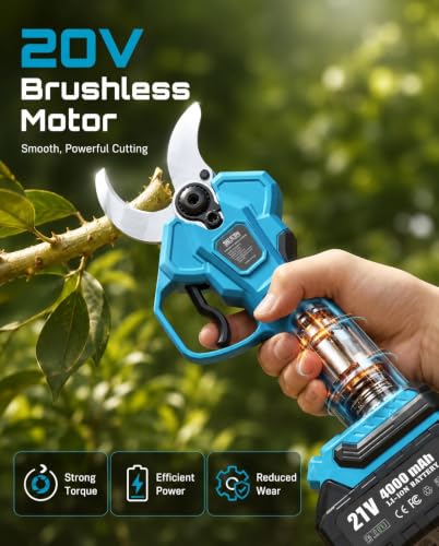 Image of SEESII Electric Pruning Shears, 1.8 inch Cut Cordless Pruner, 2x4.0Ah Batteries