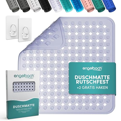 Engelbach® Duschmatte rutschfest 53x53cm inkl. 2 Haken - Antibakteriell &...