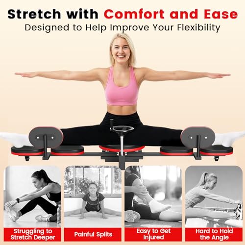 Image of Leg Stretcher, 220LBS Split Machine for Fexibility & Splits Training, 0-200 Adjustable Stretching Equipment for Home Gym, Heavy Duty Steel Frame Leg Stretching Training Machine