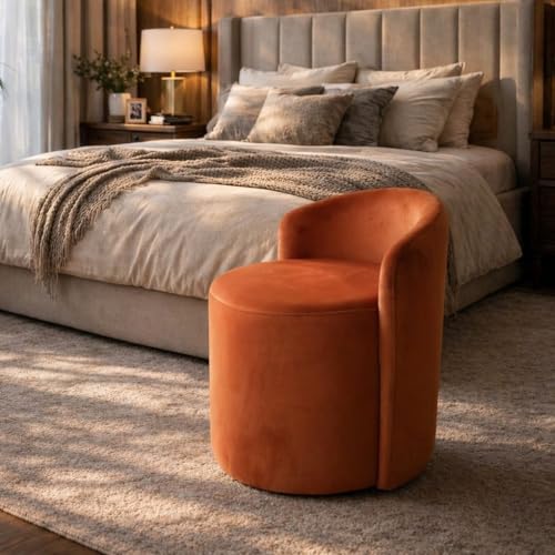 Image of Jaico Wood Seating mudda Puffy Stool Chair for Living Room, Dressing Table, Office, Home Decor, Ottoman pouffes, Sofa Type, and Large .Ottoman and Chair Combined into one (Camel)