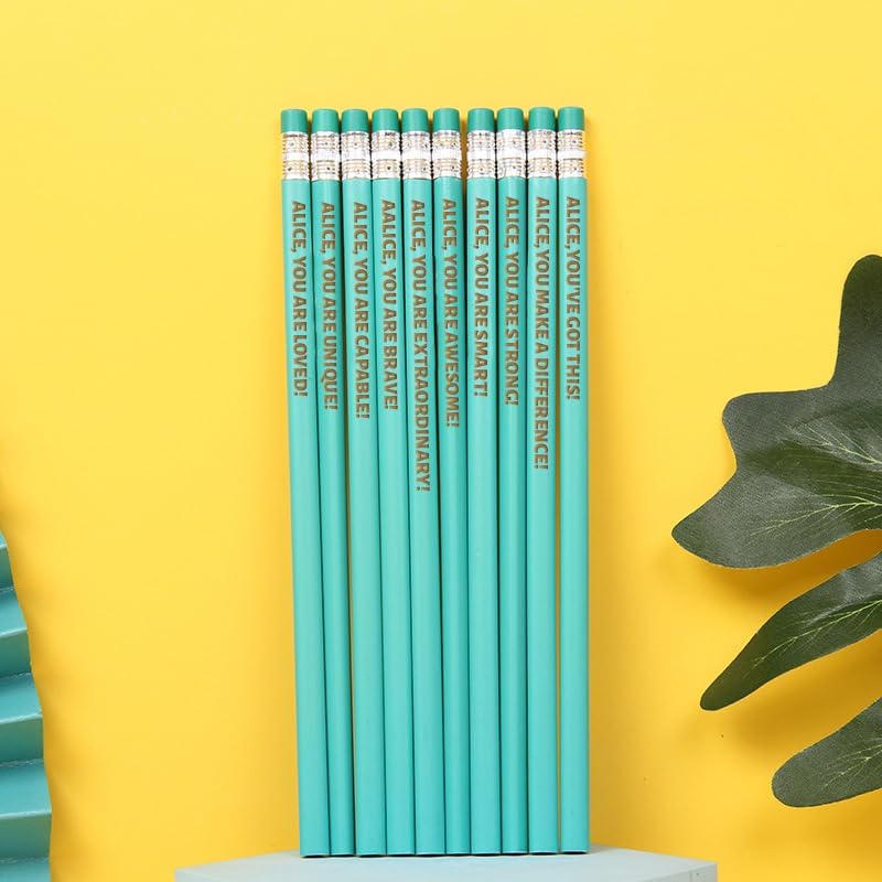 Miniatura 7 de Juego de lápices de afirmación de 12 piezas, nombre de lápices de colores personalizados, lápiz de nombre con puntas de goma, palabras de