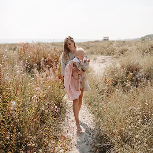 Image of mushie Muslin Baby Swaddle Blanket | 100% Organic Cotton (Rose Vanilla)