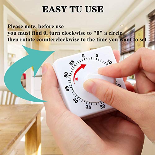 2 Pieces 60 Minute Kitchen Timer 1 Hour Visual Kitchen Clock Timer Mini Countdown Timer Loud Voice, Mechanical Timer For Kitchen, Homework, Exercise #TOP5