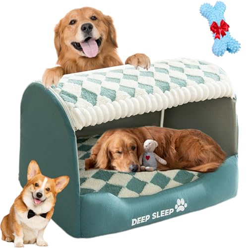 Cozy Dog House Bed Gemütliches Hundehaus Cozy House Dog Bed hundehöhle Indoor höhle Hund Hunde höhlenbett hundehaus für drinnen (grün,XXL)