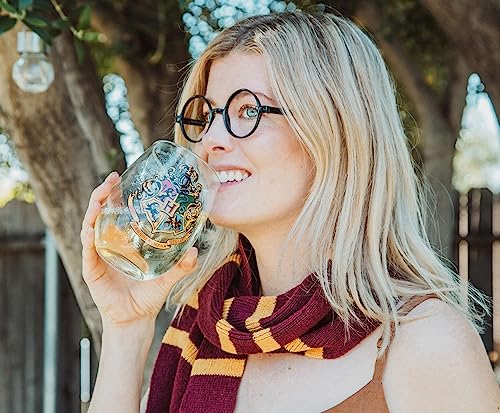 Image of Silver Buffalo Harry Potter Hogwarts Crest Stemless Glass w /Display Box, 20 Ounces
