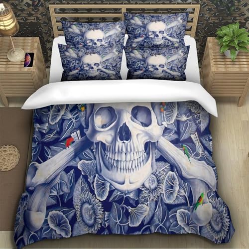 Housse de couette crâne 140x200 microfibre ultra douce 3D - 5