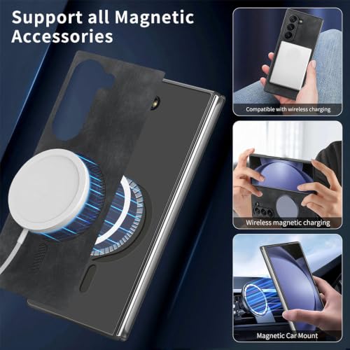 Étui Samsung Galaxy Z Fold 5 6 7 cuir magnétique anti-chute marron - 6
