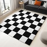 Alfombra de bandera de llegada minimalista, blanco y negro moqueta pelo corto suave alfombra lavable antideslizante para el hogar salón restaurante dormitorio cocina, dormitorio de juego (60 × 90 cm)