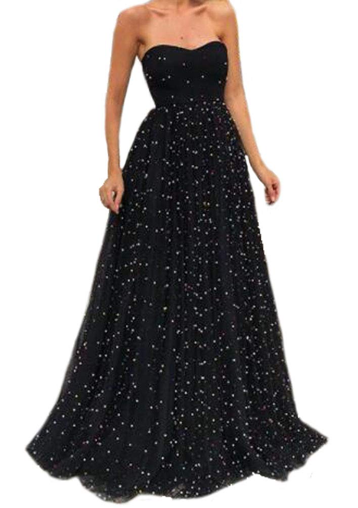Vestido Fiesta Vestidos De Coctel Mujer Elegante Moda Largos Vestidos Bandeau Sin Mangas Abalorios Swing Vestidos Maxi Vestido De Novia Unicolor Glam Slim Fit